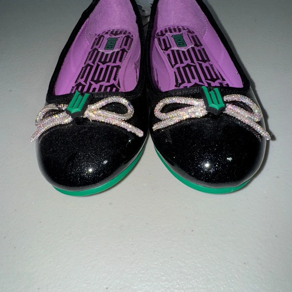 Girls 3 Shoes Ballet Flats Wicked Movie Embellished Slip-on Glitter Patent Black